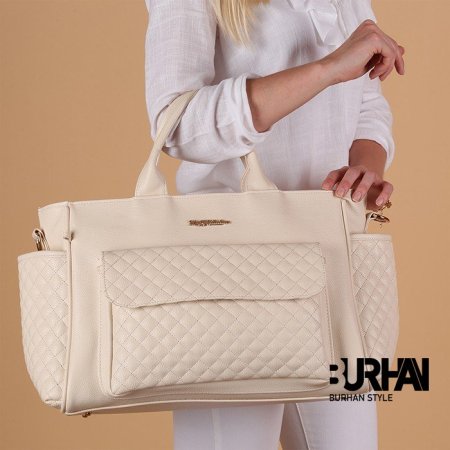 شنطة يد جلد مع فرشة غيار وحافظة حرارة